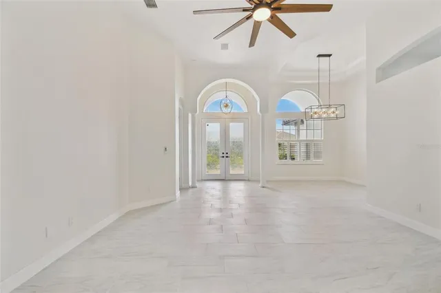 an empty room with windows