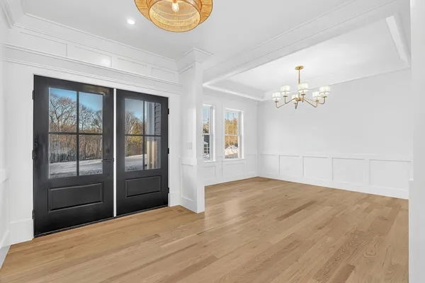 a view of a livingroom with a chandelier