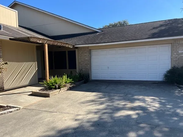 a view of outdoor space and garage