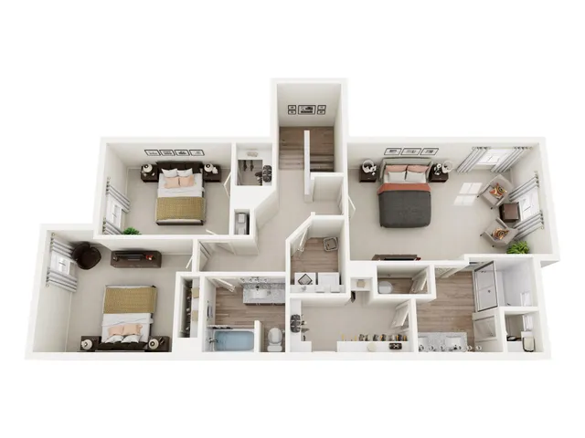 a kitchen with a refrigerator and microwave