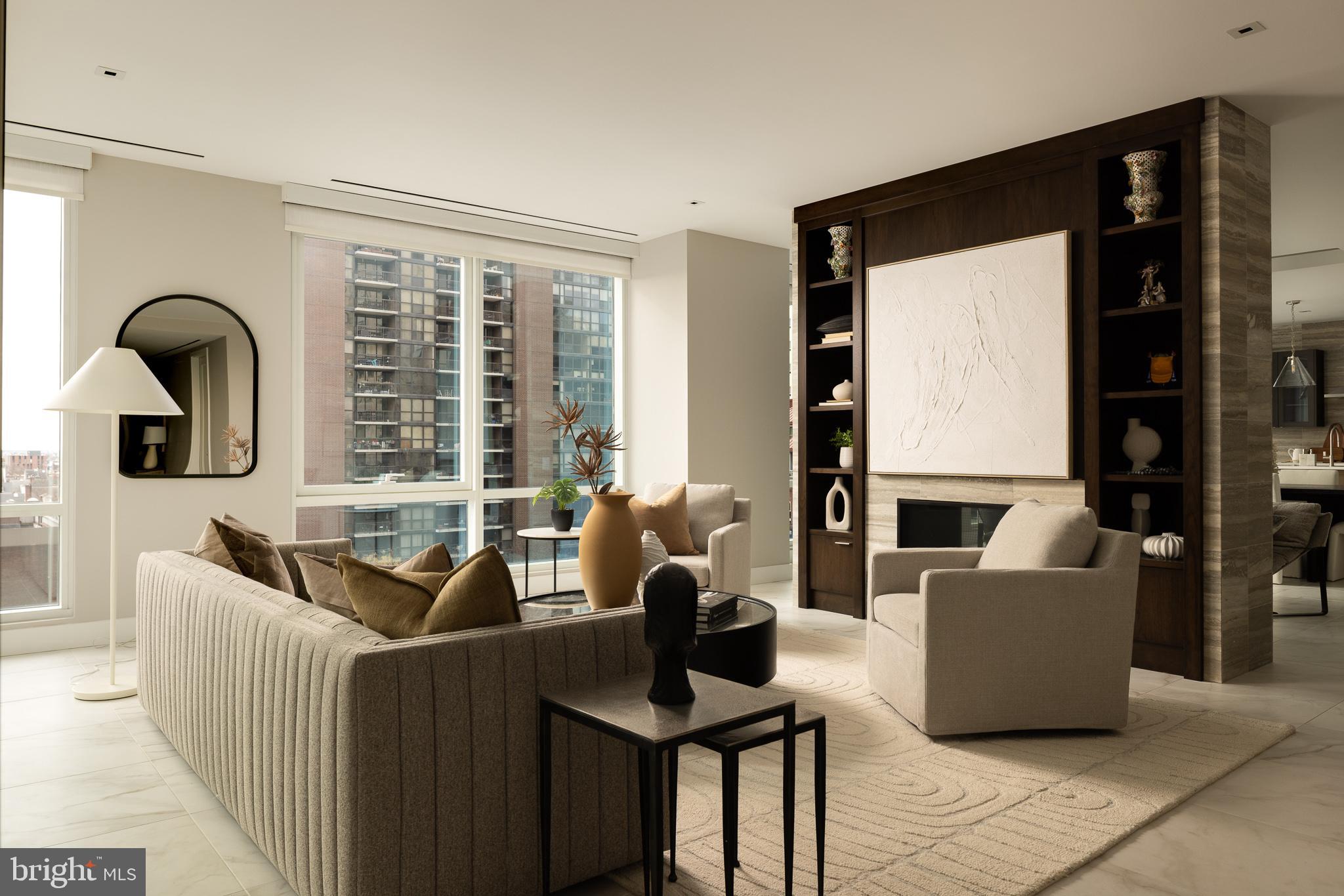 a living room with furniture and a window