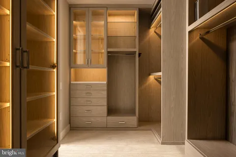 a bathroom with a glass door