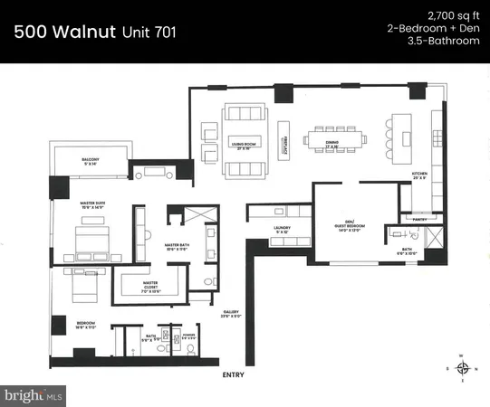 $3,150,000 | 500 Walnut Street, Unit 701, Philadelphia, PA 19106