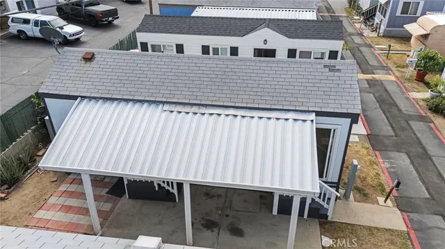 an aerial view of a city with streets