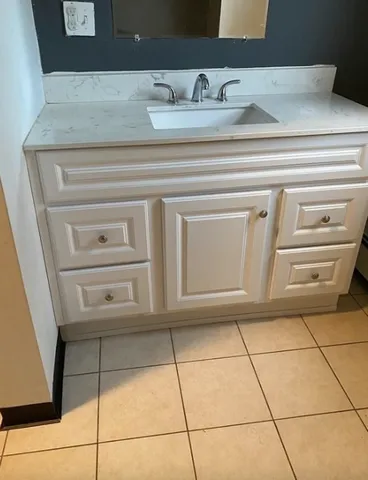 a bathroom with washing machine