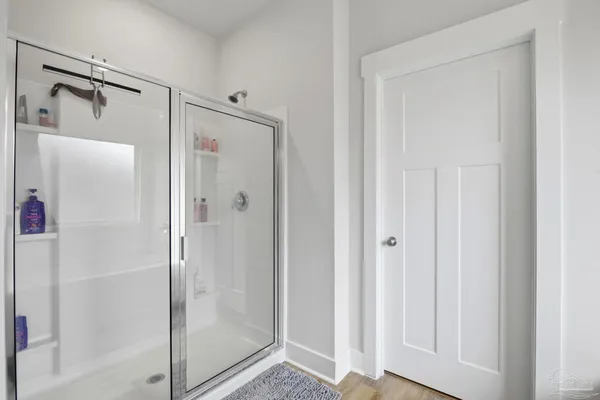 a bathroom with a shower