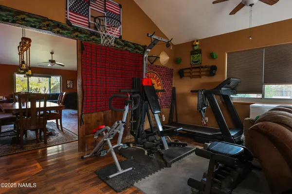 a view of a room with gym equipment