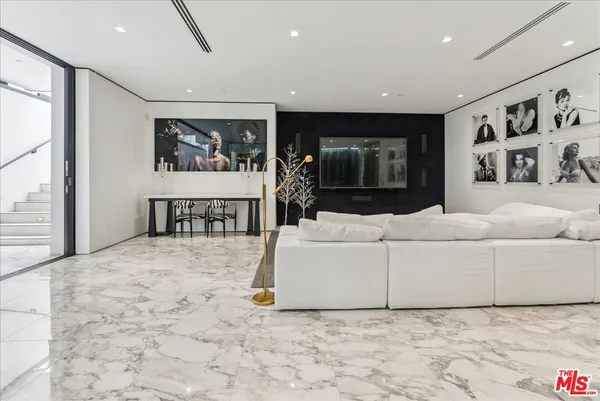 a living room with furniture