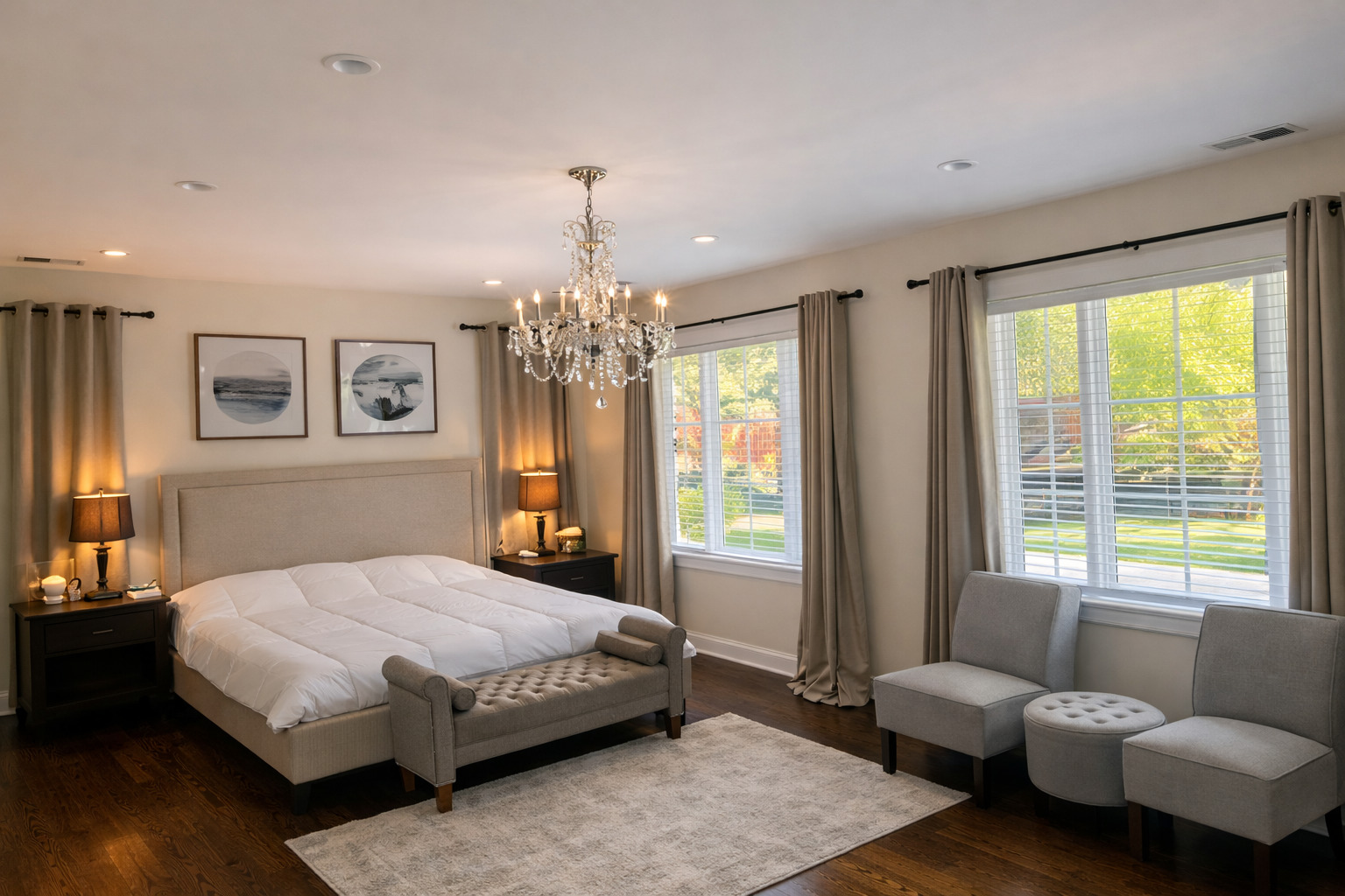 3101 Sprucewood Road Wilmette, IL 60091 - Photo 9 of 10 a bedroom with a bed and a chandelier