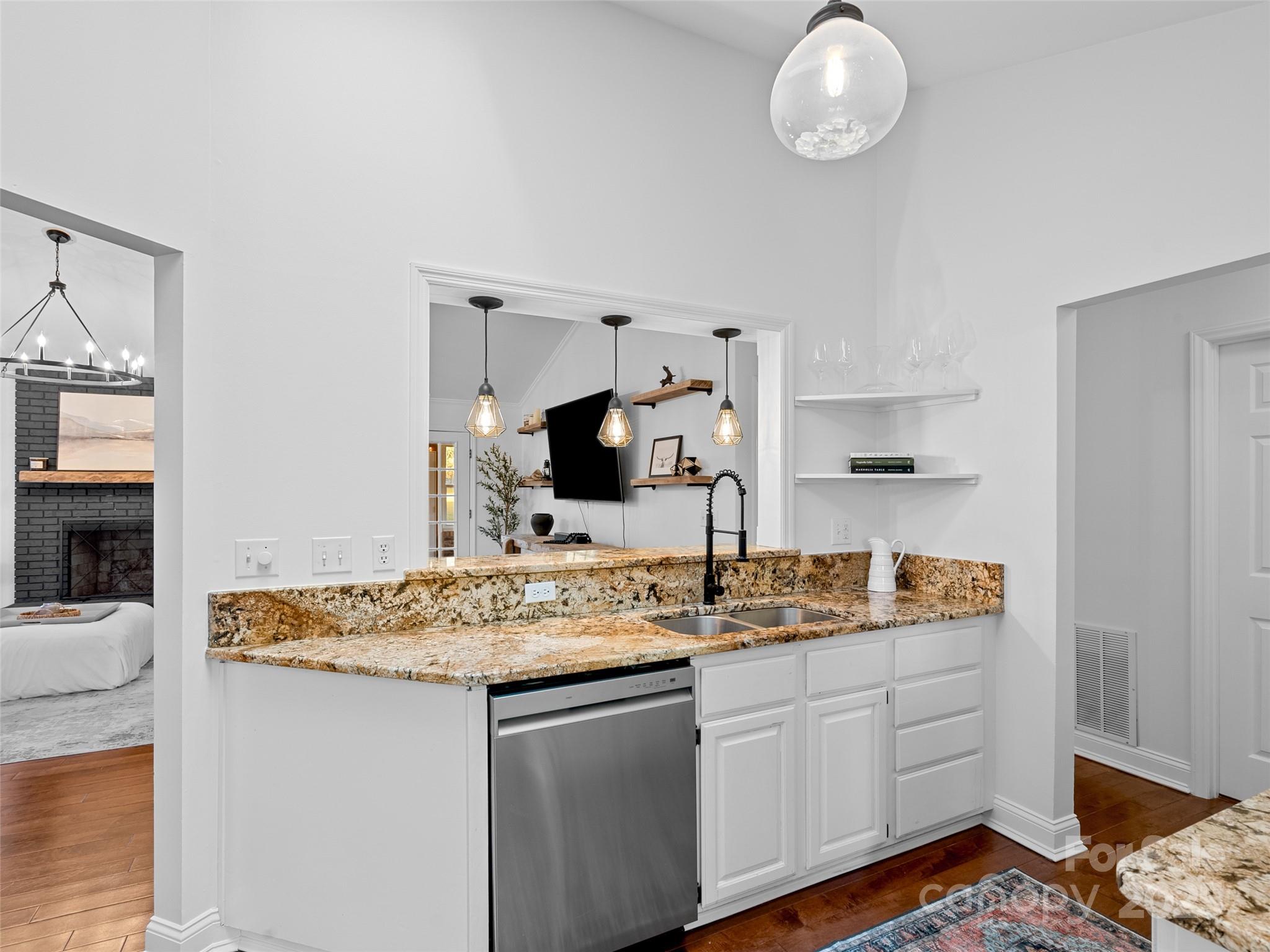 1 Weston Way Fletcher, NC 28732 - Photo 19 of 48 a bathroom with a granite countertop sink and a mirror