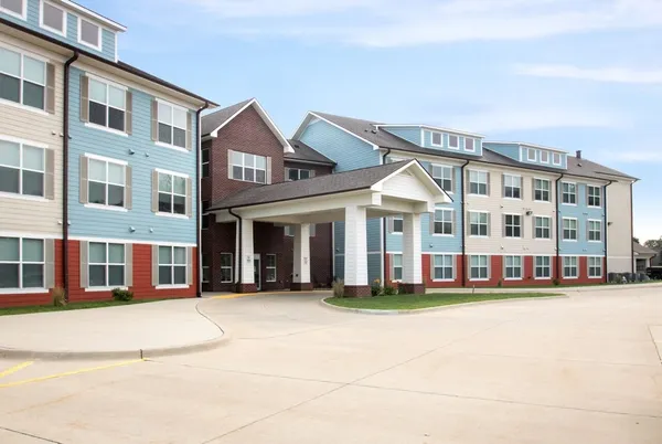 a view of a large building with a outdoor space