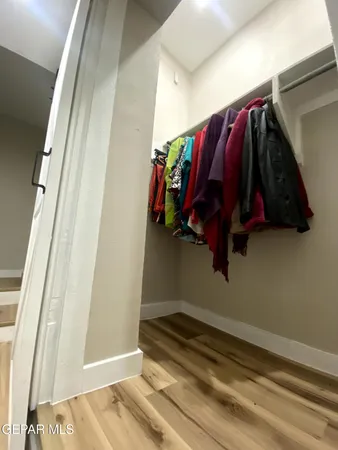 a view of towel hanging in closet
