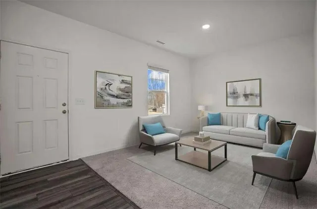 an aerial view of a highlighted house