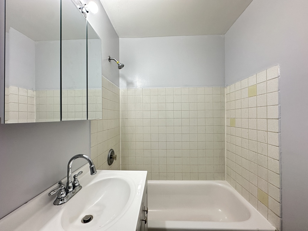 4616 North Beacon Street, Unit 2F Chicago, IL 60640 - Photo 21 of 21 a bathroom with a sink a shower and a bathtub