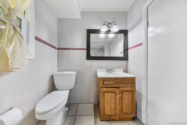 a bathroom with a toilet a sink and mirror