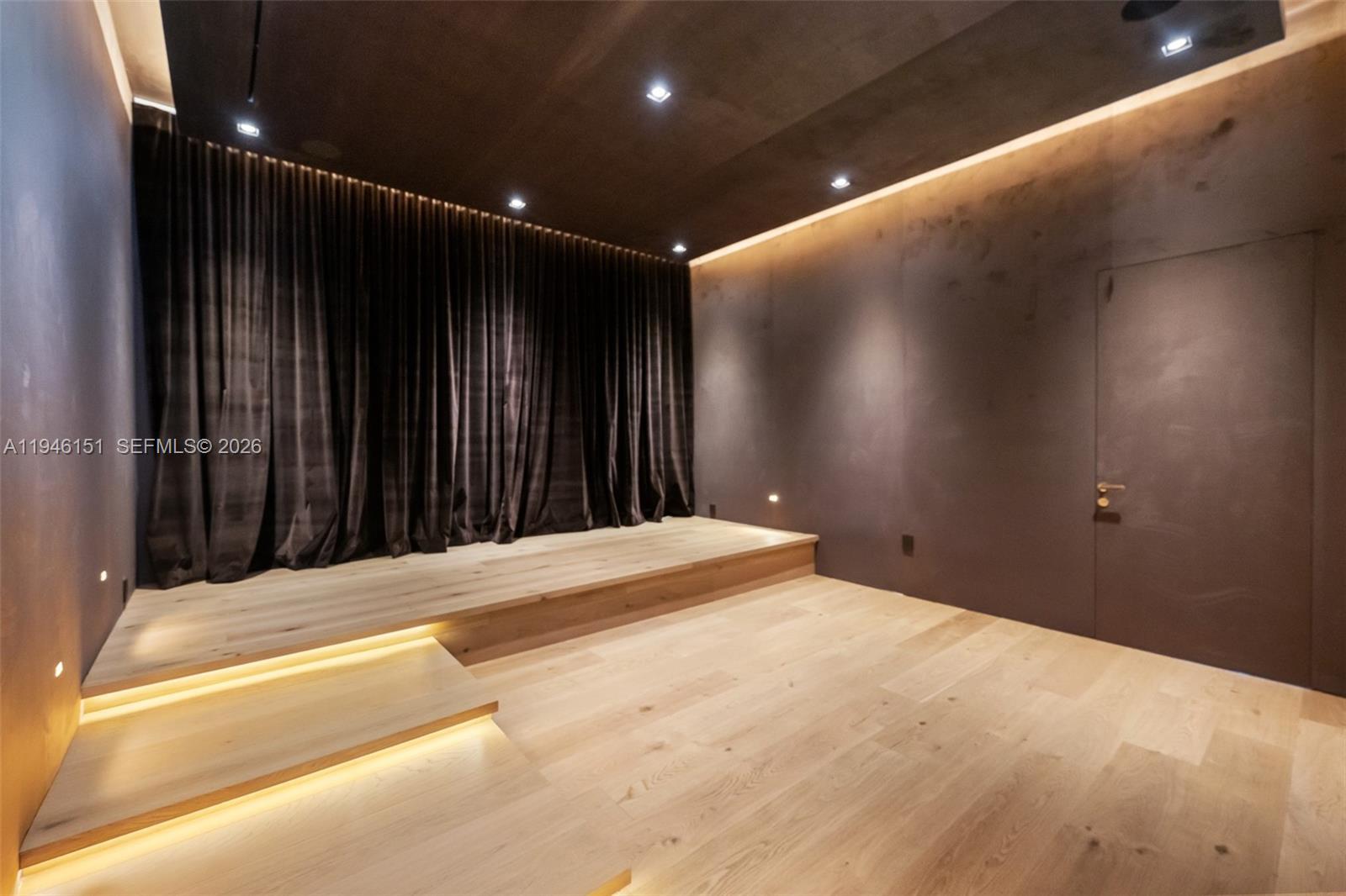 7725 Southwest 114th Street Pinecrest, FL 33156 - Photo 45 of 94 Fully Insulated Sound Proof Media Room, Bespoke Wall Paper & Velvet Drapes