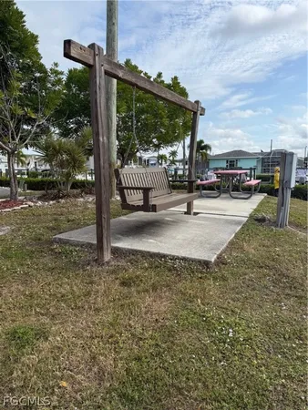 a view of a park with slide
