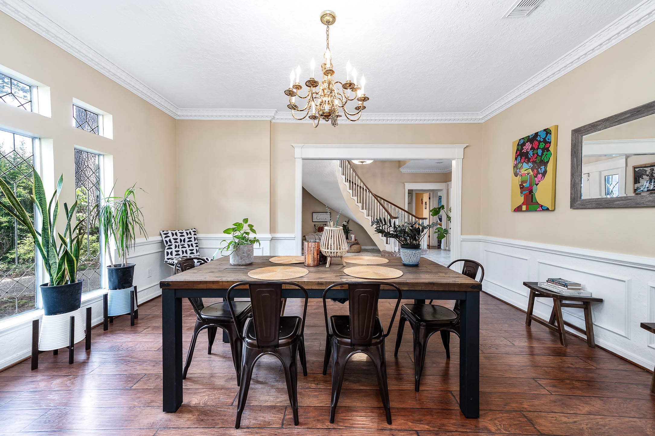 9911 Oxted Lane Spring, TX 77379 - Photo 10 of 39 a view of a dining room with furniture and wooden floor