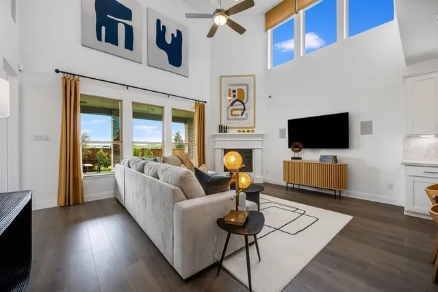 a spacious bedroom with a bed and a couch