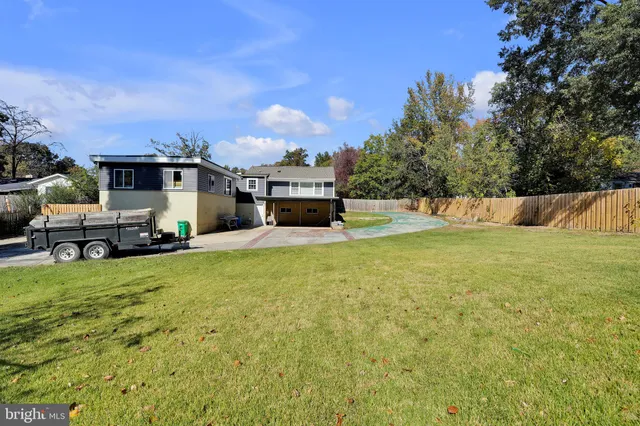 a view of a backyard with swimming area