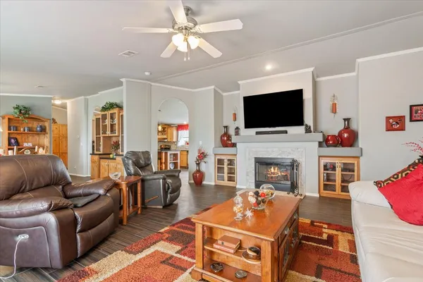 a living room with furniture or couch and a window