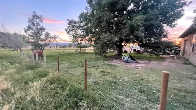 a backyard of a house with lots of green space