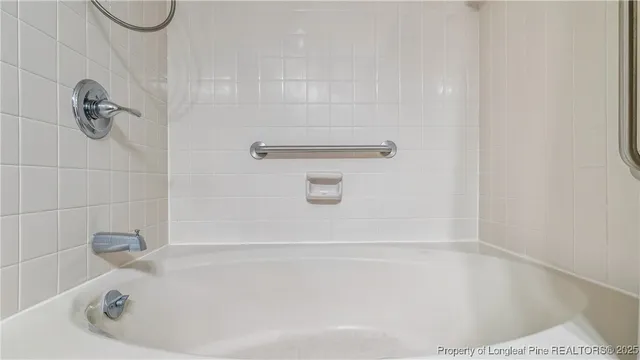 a bathroom with a bathtub