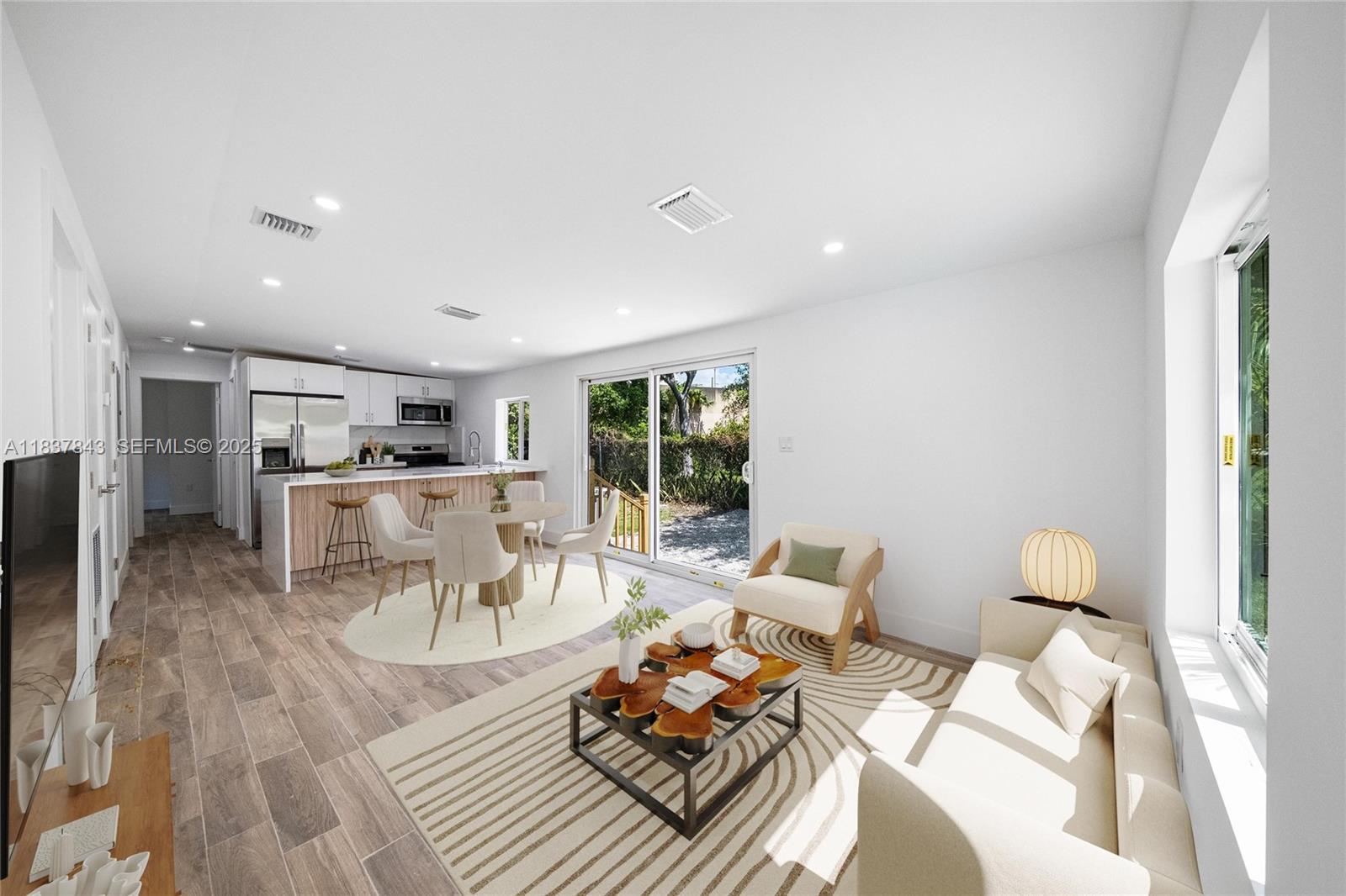 a living room with furniture