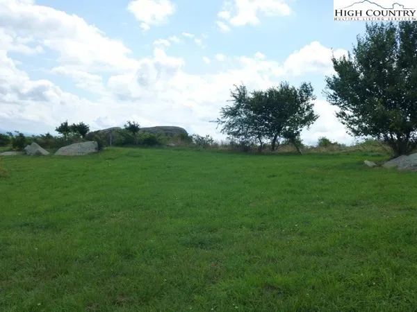 a view of a field with an ocean