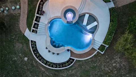 an aerial view of a highlighted sitting space