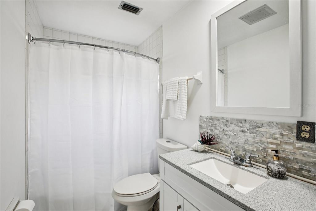 19254 Blount Road Lutz, FL 33558 - Photo 24 of 34 a bathroom with a granite countertop sink toilet and shower