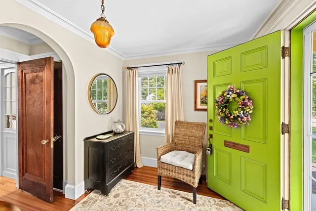 a view of a hallway with washer and dryer
