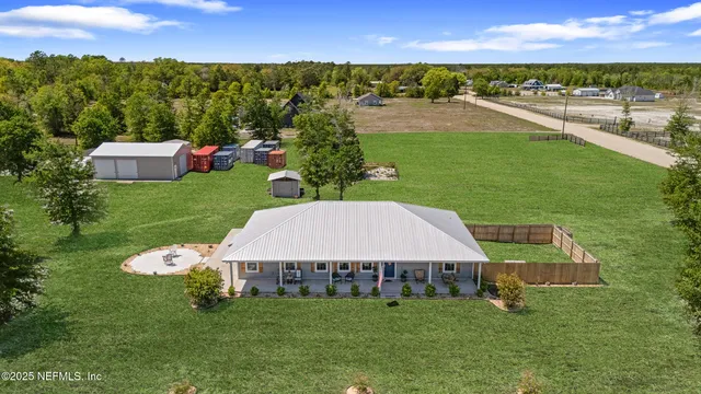 an aerial view of a house