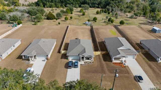 an aerial view of a house