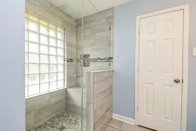 a bathroom with a shower