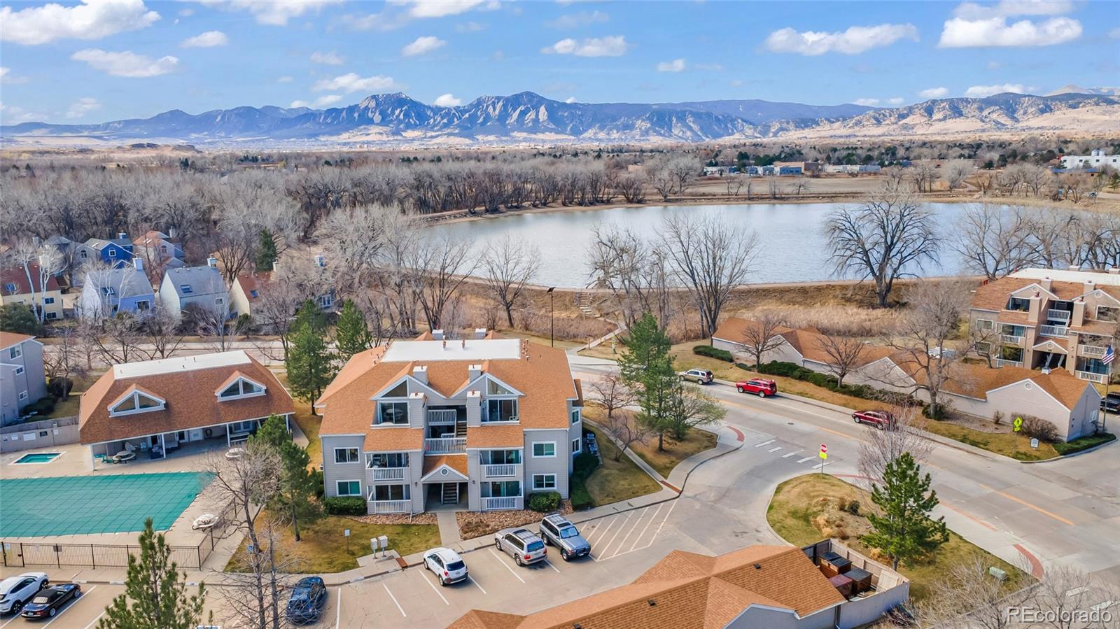 4870 Twin Lakes Road, Unit 1 Boulder, CO 80301 - Photo 26 of 26 an aerial view of a house with a lake view