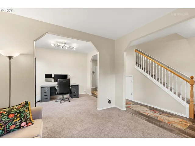 a workspace with furniture and a bedroom