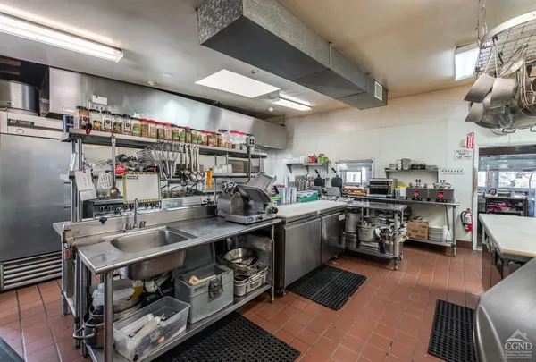 a kitchen with lots of counter top space