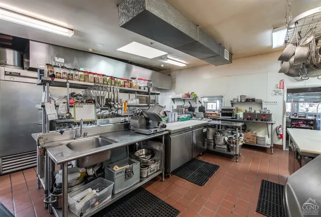 a kitchen with lots of counter top space