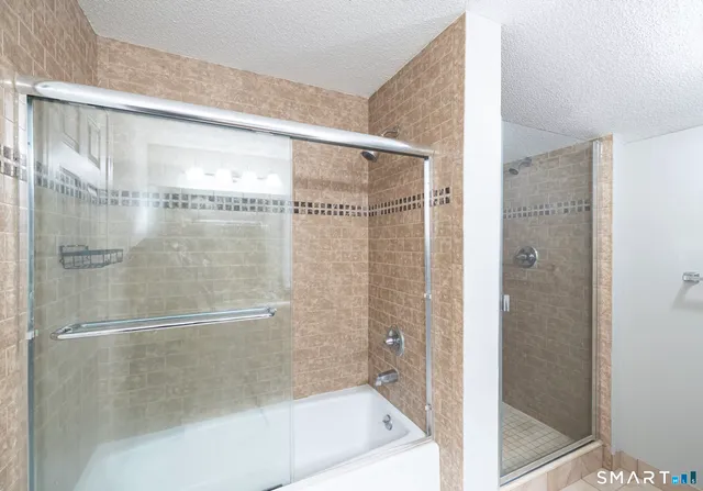 a bathroom with a bathtub