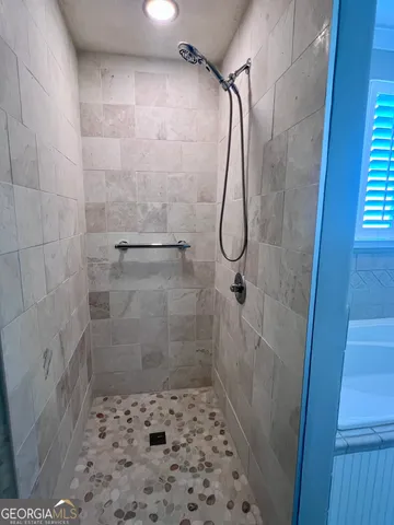 a bathroom with a shower