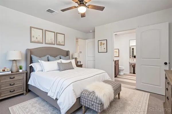 an empty room with closet and windows