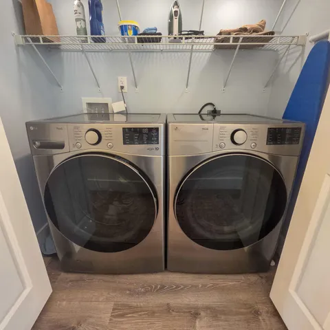 a close up view of washer and dryer
