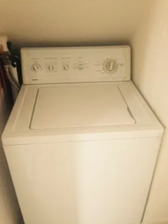 a close up view of washer and dryer