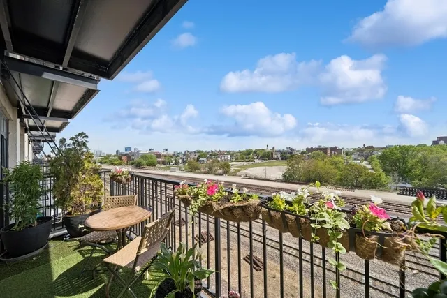 a view of a city from a balcony