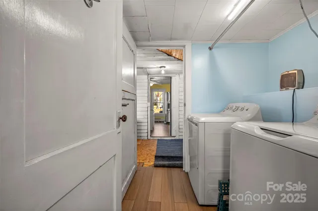 a room with a washer and dryer