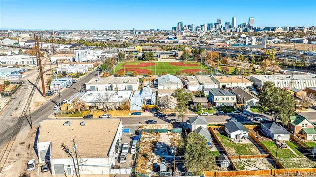 an aerial view of residential building and parking space