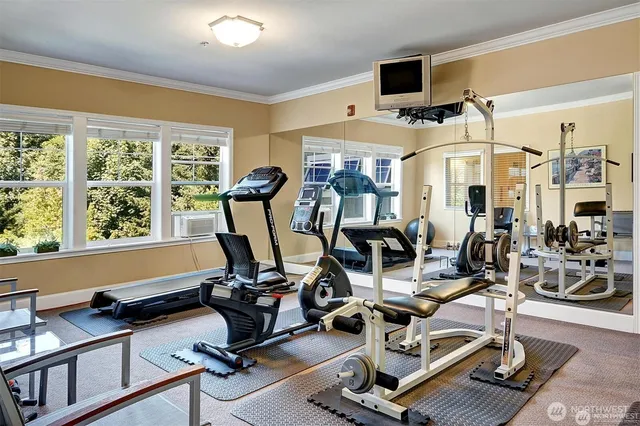a view of a room with gym equipment