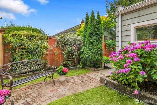 a view of backyard with green space