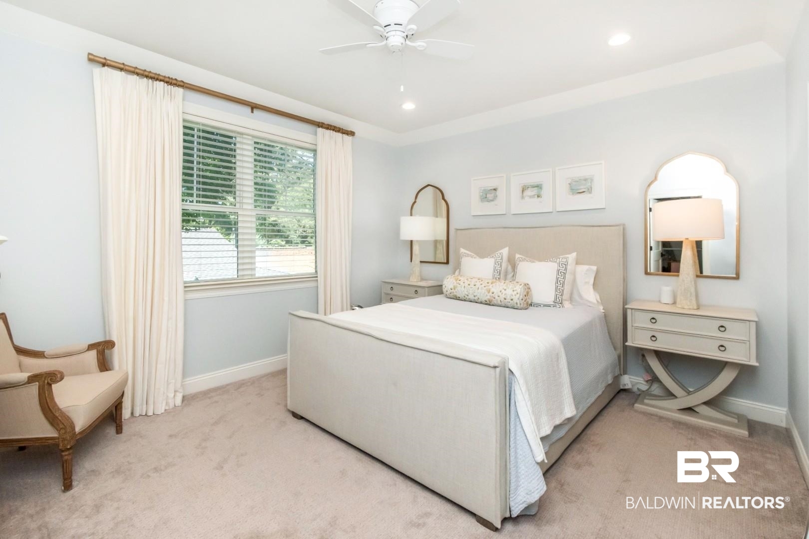4404 Stein Street Mobile, AL 36608 - Photo 40 of 50 Bedroom featuring light carpet, a ceiling fan, and recessed lighting